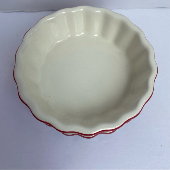 Red ramekins 2 ROCQ ceramic wavy crème brûlée baking dish custard tart pie 5” - Picture 6 of 9